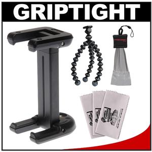 Joby GripTight Tripod Mount for Smartphones (Black) with GP1 Gorillapod Mini Flexible Tripod (Black/Charcoal) + 3 Microfiber Cleaning Cloths