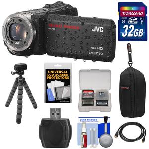 JVC Everio GZ-R320 Quad Proof Full HD Digital Video Camera Camcorder (Black) with 32GB Card + Case + Flex Tripod + HDMI Cable + Kit