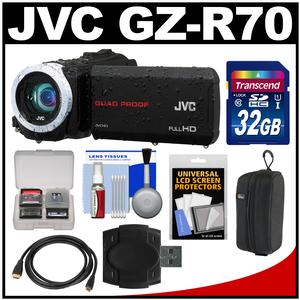 JVC Everio GZ-R70 Quad Proof Full HD Digital Video Camera Camcorder with 32GB Card + Case + HDMI Cable + Accessory Kit
