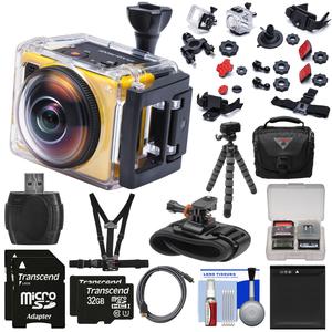 Kodak PixPro SP360 Wi-Fi HD Video Action Camera Camcorder - Extreme Pack with Chest Strap + Wrist Mounts + 64GBs + Battery + Case + Flex Tripod + Kit