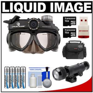 Liquid Image Scuba Series Mid-Size Underwater High Definition Digital Camera Mask HD with Wide-Angle LED Torch + (2) 16GB Cards + AAA Lithium Batteries + Case + - Digital Cameras and Accessories - Hip Lens.com