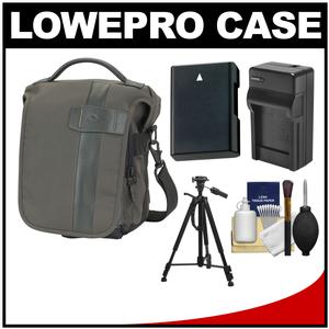 Lowepro Classified 140 AW Digital SLR Camera Bag/Case (Sepia) with EN-EL14 Battery & Charger + Tripod for Nikon D3100 D3200 D5100 D5200 D5300