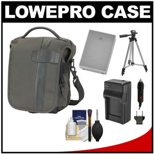 Lowepro Classified 140 AW Digital SLR Camera Bag/Case (Sepia) with BLN-1 Battery & Charger + Tripod + Accessory Kit for Olympus OM-D E-M1 E-M5