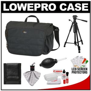 Lowepro CompuDay Photo 150 Messenger Digital SLR Camera Case (Black) with Photo/Video Tripod + Canon Cleaning Kit - Digital Cameras and Accessories - Hip Lens.com