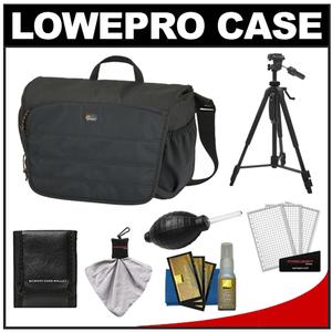 Lowepro CompuDay Photo 150 Messenger Digital SLR Camera Case (Black) with Photo/Video Tripod + Nikon Cleaning Kit - Digital Cameras and Accessories - Hip Lens.com