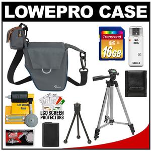 Lowepro Compact ILC Courier 70 Interchangeable Lens Digital Camera Case (Grey) with NP-FW50 Battery + 16GB SD Card + Tripod + Accessory Kit - Digital Cameras and Accessories - Hip Lens.com