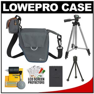 Lowepro Compact ILC Courier 70 Interchangeable Lens Digital Camera Case (Grey) with BLS-1/BLS-5 Battery + Tripod + Accessory Kit - Digital Cameras and Accessories - Hip Lens.com