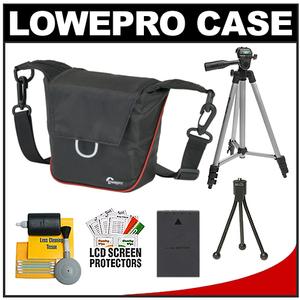Lowepro Compact ILC Courier 80 Interchangeable Lens Digital Camera Case (Black) with BLS-1/BLS-5 Battery + Tripod + Accessory Kit - Digital Cameras and Accessories - Hip Lens.com