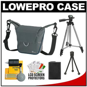 Lowepro Compact ILC Courier 80 Interchangeable Lens Digital Camera Case (Grey) with NP-FW50 Battery + Tripod + Accessory Kit - Digital Cameras and Accessories - Hip Lens.com