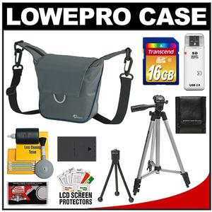 Lowepro Compact ILC Courier 80 Interchangeable Lens Digital Camera Case (Grey) with BLS-1/BLS-5 Battery + 16GB SD Card + Tripod + Accessory Kit - Digital Cameras and Accessories - Hip Lens.com