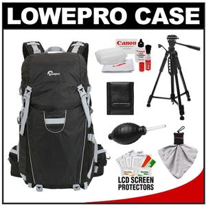 Lowepro Photo Sport 200 AW Digital SLR Camera Backpack Case (Black) with Photo/Video Tripod + Canon Cleaning Kit - Digital Cameras and Accessories - Hip Lens.com