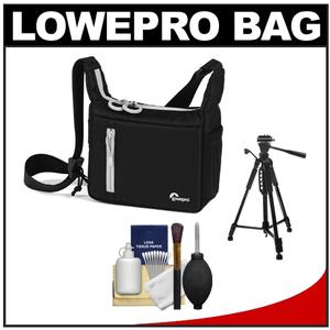 Lowepro Streamline 100 Photo/Video ILC Digital SLR Camera Case (Black) with Tripod + Cleaning Kit - Digital Cameras and Accessories - Hip Lens.com
