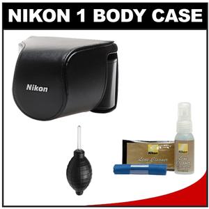 Nikon CB-N2000SA Leather Body Case Set for 1 J1 Camera & 10-30mm Lens (Black) with Cleaning Kit - Digital Cameras and Accessories - Hip Lens.com
