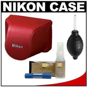 Nikon CB-N2000SE Leather Body Case Set for 1 J1 Camera & 10-30mm Lens (Red) with Cleaning Kit - Digital Cameras and Accessories - Hip Lens.com