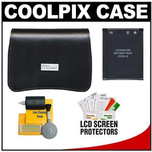 Nikon Coolpix 13058 Leather Digital Camera Case with EN-EL10 Battery + Cleaning Kit - Digital Cameras and Accessories - Hip Lens.com