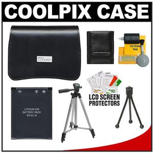 Nikon Coolpix 13058 Leather Digital Camera Case with EN-EL10 Battery + Tripod + Accessory Kit - Digital Cameras and Accessories - Hip Lens.com