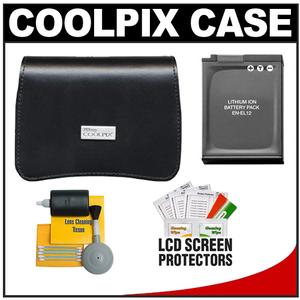 Nikon Coolpix 13058 Leather Digital Camera Case with EN-EL12 Battery + Cleaning Kit - Digital Cameras and Accessories - Hip Lens.com
