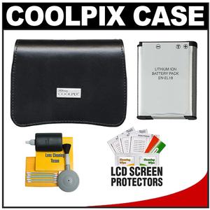 Nikon Coolpix 13058 Leather Digital Camera Case with EN-EL19 Battery + Cleaning Kit - Digital Cameras and Accessories - Hip Lens.com