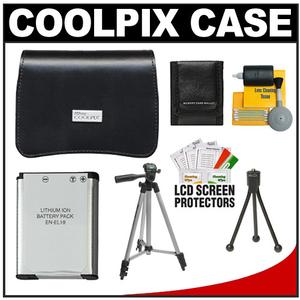 Nikon Coolpix 13058 Leather Digital Camera Case with EN-EL19 Battery + Tripod + Accessory Kit - Digital Cameras and Accessories - Hip Lens.com