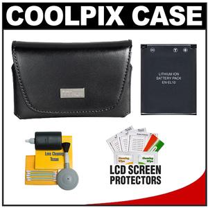 Nikon Coolpix 13059 Leather Digital Camera Case with EN-EL10 Battery + Cleaning Kit - Digital Cameras and Accessories - Hip Lens.com