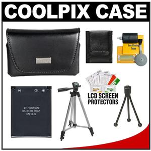 Nikon Coolpix 13059 Leather Digital Camera Case with EN-EL10 Battery + Tripod + Accessory Kit - Digital Cameras and Accessories - Hip Lens.com