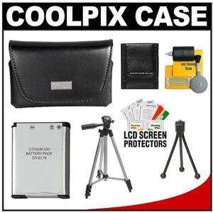 Nikon Coolpix 13059 Leather Digital Camera Case with EN-EL19 Battery + Tripod + Accessory Kit - Digital Cameras and Accessories - Hip Lens.com