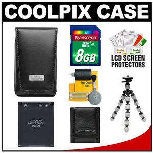 Nikon Coolpix 5811 Leather Digital Camera Case with 8GB Card + EN-EL10 Battery + Tripod + Accessory Kit - Digital Cameras and Accessories - Hip Lens.com