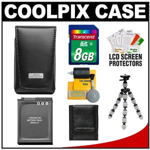 Nikon Coolpix 5811 Leather Digital Camera Case with 8GB Card + EN-EL12 Battery + Tripod + Accessory Kit - Digital Cameras and Accessories - Hip Lens.com
