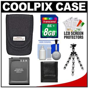 Nikon Coolpix 5879 Camera Digital Camera Case with 8GB Card + EN-EL12 Battery + Tripod + Accessory Kit - Digital Cameras and Accessories - Hip Lens.com