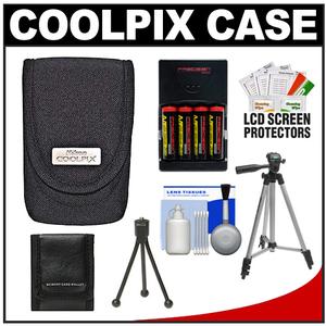 Nikon Coolpix 5879 Camera Digital Camera Case with (4) AA Batteries & Charger + Tripod + Accessory Kit - Digital Cameras and Accessories - Hip Lens.com