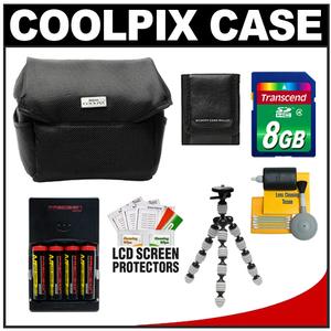 Nikon Coolpix 9623 Digital Camera Case with 8GB Card + (4) Batteries & Charger + Tripod + Accessory Kit - Digital Cameras and Accessories - Hip Lens.com