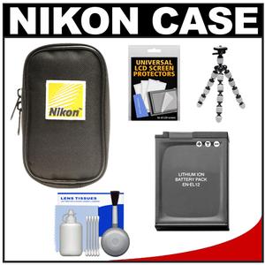Nikon Coolpix Nylon Digital Camera Carrying Case with EN-EL12 Battery + Flex Tripod + Accessory Kit - Digital Cameras and Accessories - Hip Lens.com