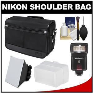 Nikon DSLR Camera/Tablet Messenger Shoulder Bag with LED Video Light & Flash + Soft Box + Diffuser + Kit Nikon DSLR Camera/Tablet Messenger Shoulder Bag with LED Video Light & Flash + Soft Box + Diffuser + Kit