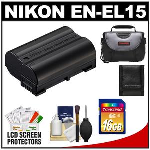 Nikon EN-EL15 Rechargeable Li-ion Battery with 16GB Card + Case + Accessory Kit for 1 V1 Interchangeable Lens Digital Camera - Digital Cameras and Accessories - Hip Lens.com