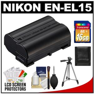 Nikon EN-EL15 Rechargeable Li-ion Battery with 16GB Card + Tripod + Accessory Kit for 1 V1 Interchangeable Lens Digital Camera - Digital Cameras and Accessories - Hip Lens.com