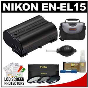 Nikon EN-EL15 Rechargeable Li-ion Battery with 3 40.5mm UV/CPL/ND8 Filters + Case + Kit for 1 V1 Interchangeable Lens Digital Camera - Digital Cameras and Accessories - Hip Lens.com