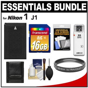 Essentials Bundle for Nikon 1 J1 Digital Camera and 10-30mm Lens with EN-EL20 Battery + 16GB Card + Filter + Accessory Kit - Digital Cameras and Accessories - Hip Lens.com