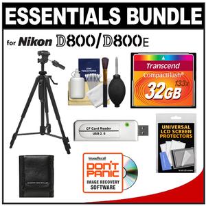 Essentials Bundle for Nikon D800 & D800E Digital SLR Camera with 32GB Card + Tripod + Accessory Kit - Digital Cameras and Accessories - Hip Lens.com