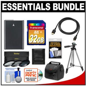 Essentials Bundle for Nikon Coolpix P7700 P7800 Digital Camera with EN-EL14 Battery + 32GB Card + 3 (UV/CPL/ND8) Filters + Case + Tripod + Accessory Kit