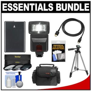 Essentials Bundle for Nikon Coolpix P7700 P7800 Digital Camera with EN-EL14 Battery + Flash + 3 (UV/CPL/ND8) Filters + Case + Tripod + Accessory Kit