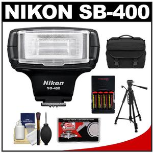 Nikon SB-400 AF Speedlight Flash with Case + Tripod + (4) Batteries & Charger + Accessory Kit - Digital Cameras and Accessories - Hip Lens.com