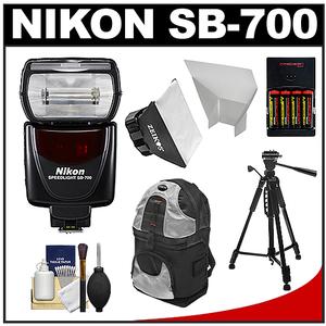 Nikon SB-700 AF Speedlight Flash with Tripod + Softbox + Bounce Reflector + Batteries & Charger + Backpack + Cleaning Kit - Digital Cameras and Accessories - Hip Lens.com