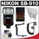 Nikon SB-910 AF Speedlight Flash with Batteries & Charger + Bracket & Cord + Reflector + Cleaning Kit