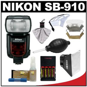 Nikon SB-910 AF Speedlight Flash with Batteries & Charger + Softbox + Reflector + Cleaning Kit - Digital Cameras and Accessories - Hip Lens.com