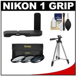Nikon GR-N1000 Camera Grip for the Nikon 1 V1 Camera (Black) with Tripod + 3 UV/CPL/ND8 Filters + Accessory Kit - Digital Cameras and Accessories - Hip Lens.com