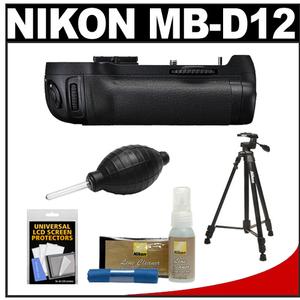 Nikon MB-D12 Grip Multi Power Battery Pack for the D800 & D800E Digital SLR Camera with Nikon 60" Tripod & 3-Way Panhead + Accessory Kit