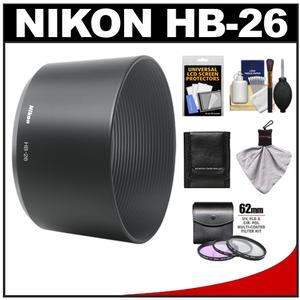 Nikon HB-26 Bayonet Lens Hood for 70-300mm f/4-5.6 G AF with 3 (UV/FLD/CPL) Filter Set + Accessory Kit - Digital Cameras and Accessories - Hip Lens.com