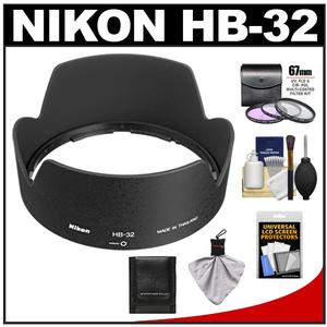 Nikon HB-32 Bayonet Lens Hood for 18-70mm  18-135mm  18-105mm VR DX Nikkor Lens with 3 (UV/FLD/CPL) Filter Set + Accessory Kit - Digital Cameras and Accessories - Hip Lens.com
