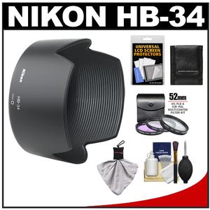 Nikon HB-34 Bayonet Lens Hood for 55-200mm f/4-5.6G DX AF-S with 3 (UV/FLD/CPL) Filter Set + Accessory Kit - Digital Cameras and Accessories - Hip Lens.com