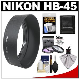 Nikon HB-45 Bayonet Lens Hood for 18-55mm VR G DX AF-S with 3 (UV/FLD/CPL) Filter Set + Accessory Kit - Digital Cameras and Accessories - Hip Lens.com
